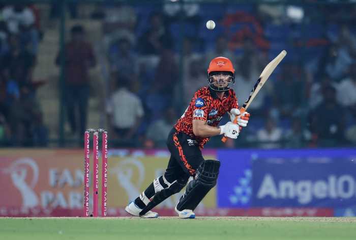 Sunrisers Hyderabad's Ishan Kishan in action against Kolkata Knight Riders during the Indian Premier League at the Arun Jaitley Stadium, New Delhi, India on May 25, 2025.