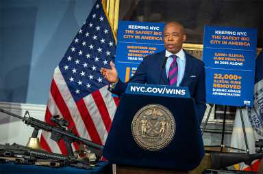 Mayor Adams announces the removal of more than 2,200 illegal firearms from New York City streets since the start of 2025.