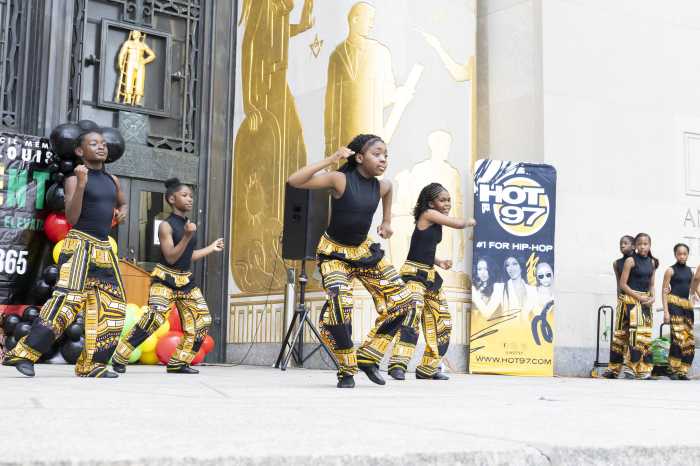 Victory Music and Dance Youth Performance in front of Brooklyn Public Library.