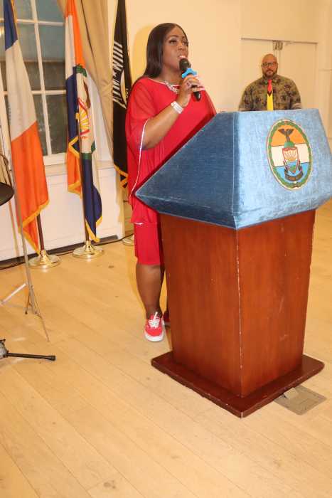 Bronx Borough President Vanessa L. Gibson addressing the Caribbean-American Heritage Month Celebration at Andrew Freeman House, 1125 Grand Concourse, Bronx, on Wednesday, June 18, 2025.
