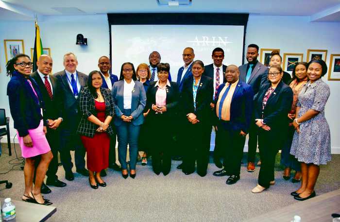 Screen grab of diplomats and attendees pictured after the ARIN Diplomat forum on artificial intelligence (AI), and digital disruption, at the Jamaica Consulate in New York City.