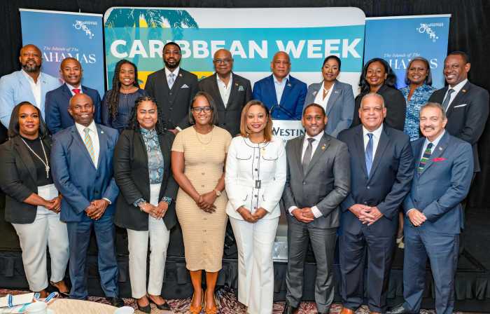 CTO Secretary-General Dona Regis-Prosper, (fifth from left) with senior tourism officials in New York last week.