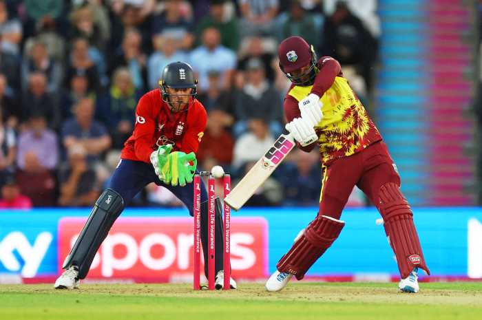 West Indies' Shai Hope in action against England during the third Twenty20 International match at the Utilita Bowl, Southampton, Britain on June 10, 2025.
