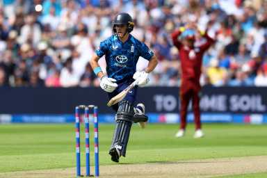 England's Jacob Bethell in action against the West Indies during the first One-Day International at the Edgbaston Cricket Ground, Birmingham, Britain on May 29, 2025.