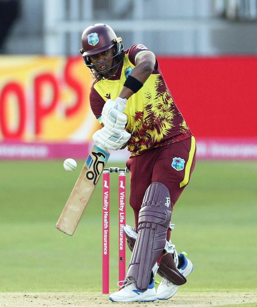 West Indies' Hayley Matthews in action against England in the Women's T20 International at the St Lawrence Ground, Kent, Britain on May 21, 2025
