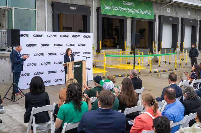 Governor Hochul addresses the opening ceremony of the $45 million NYS Regional Food Hub in the Bronx.