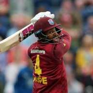 West Indies' Shai Hope in action against England during the Second One-Day International at the Sophia Gardens, Cardiff, Wales, Britain on June 1, 2025.