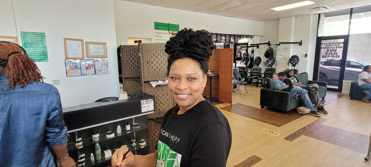 Jamaican-born, Bronx-based entrepreneur Suzette Williams at her Bronxwood Natural Hair Care business.