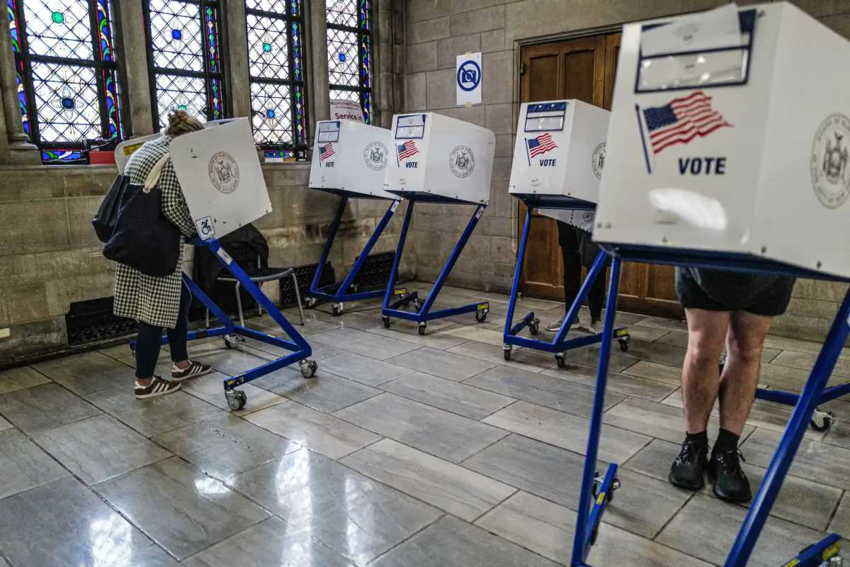 Voters cast their ballots at Riverside Church in Harlem on Election Day, Nov. 5, 2024.