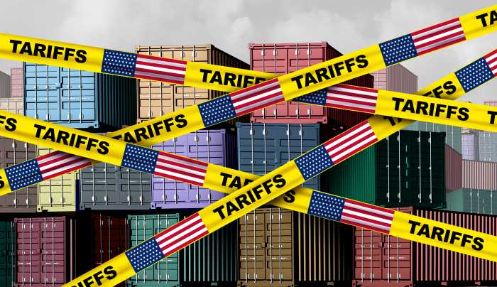 American tariffs and US government taxation or punative tariff trade war policy or duties imposed on imports and exports by a government on imported or exported goods as Protectionism.