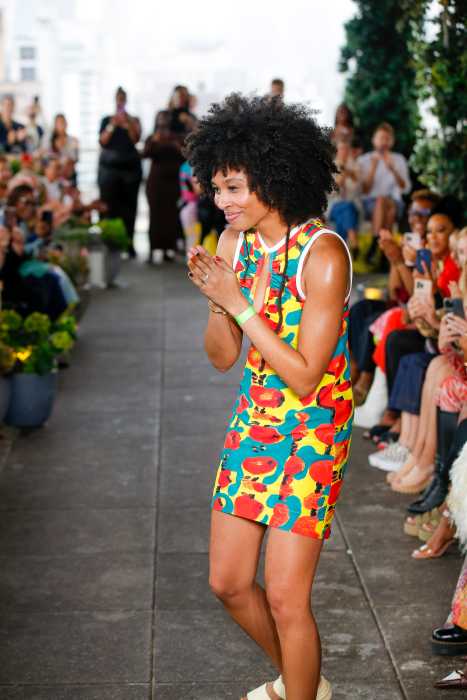 Marrisa Wilson takes a final bow at the end of her Spring/Summer 2023 Runway show 'Of Many Waters.’