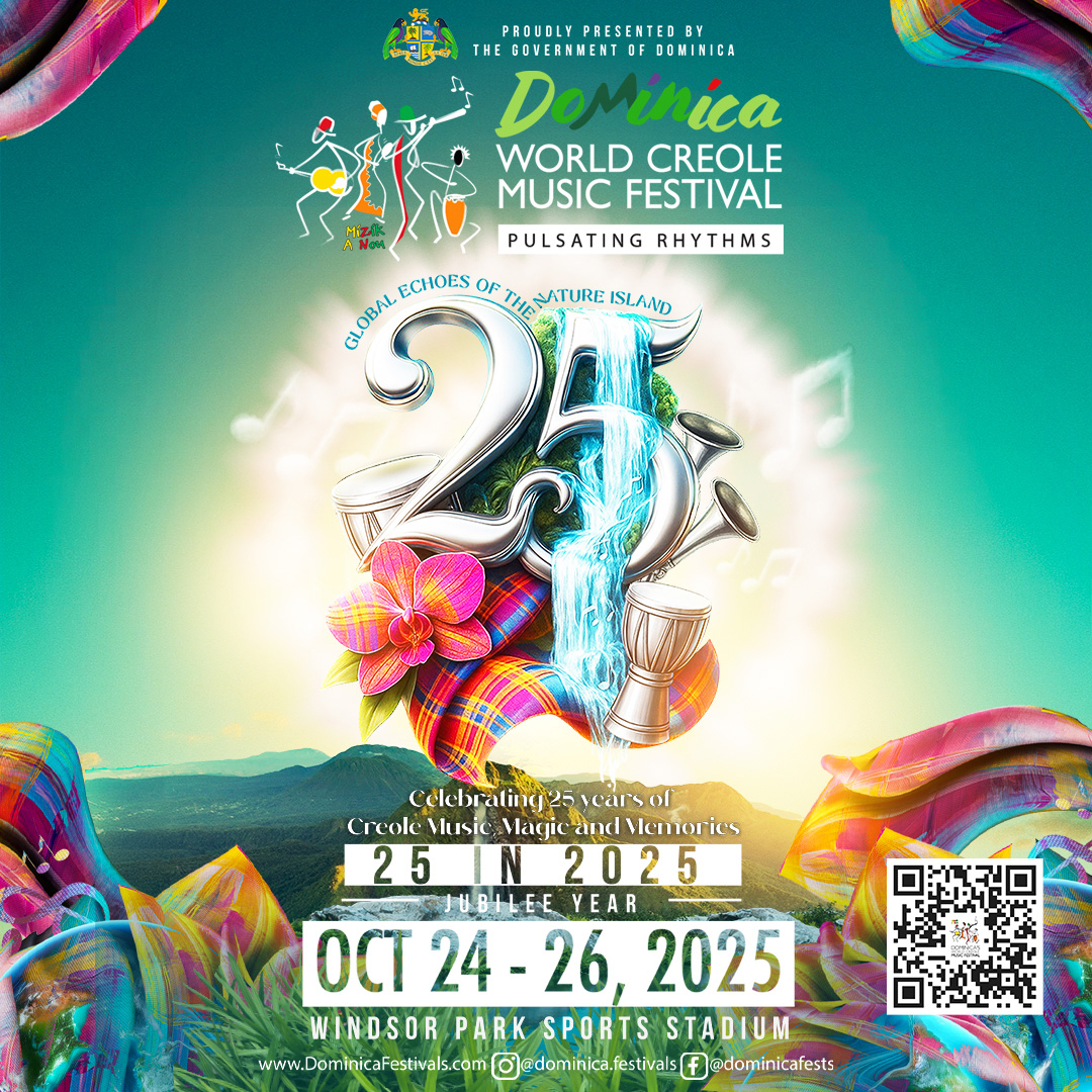 Flyer promoting Dominica's 25th World Creole Music Festival.