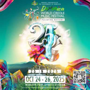 Flyer promoting Dominica's 25th World Creole Music Festival.