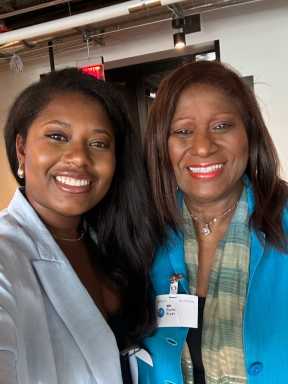 Dr. Kerisa Harriott (left) and Dr. Elaine Grant-Bryan, Honorary Consul for Jamaica in Atlanta, Georgia. She is also Ambassador for the Sandy Springs Perimeter Chamber of Commerce in Georgia.