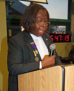 Jean Joseph gives acceptance speech as president of the Brooklyn Canarsie Lions for a fourth term.