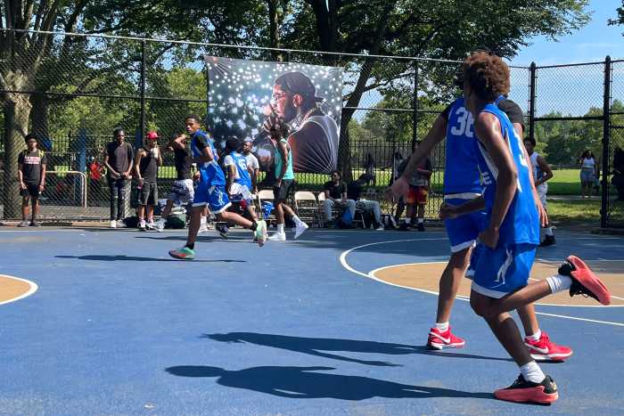 Flossy Basketball and OSA teams play during Pop Smoke Day in Canarsie, Brooklyn.