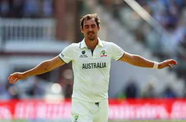 Australia's Mitchell Starc reacts during the ICC World Test Championship Final against South Africa at the Lord's Cricket Ground, London, Britain on June 11, 2025.