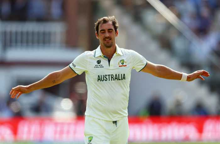 Australia's Mitchell Starc reacts during the ICC World Test Championship Final against South Africa at the Lord's Cricket Ground, London, Britain on June 11, 2025.
