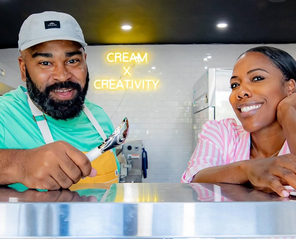 Founders Patrick Cruz and Ka-wana Jefferson inside Lost Borough Ice Cream’s Yonkers flagship, where Caribbean heritage meets handcrafted sweetness.