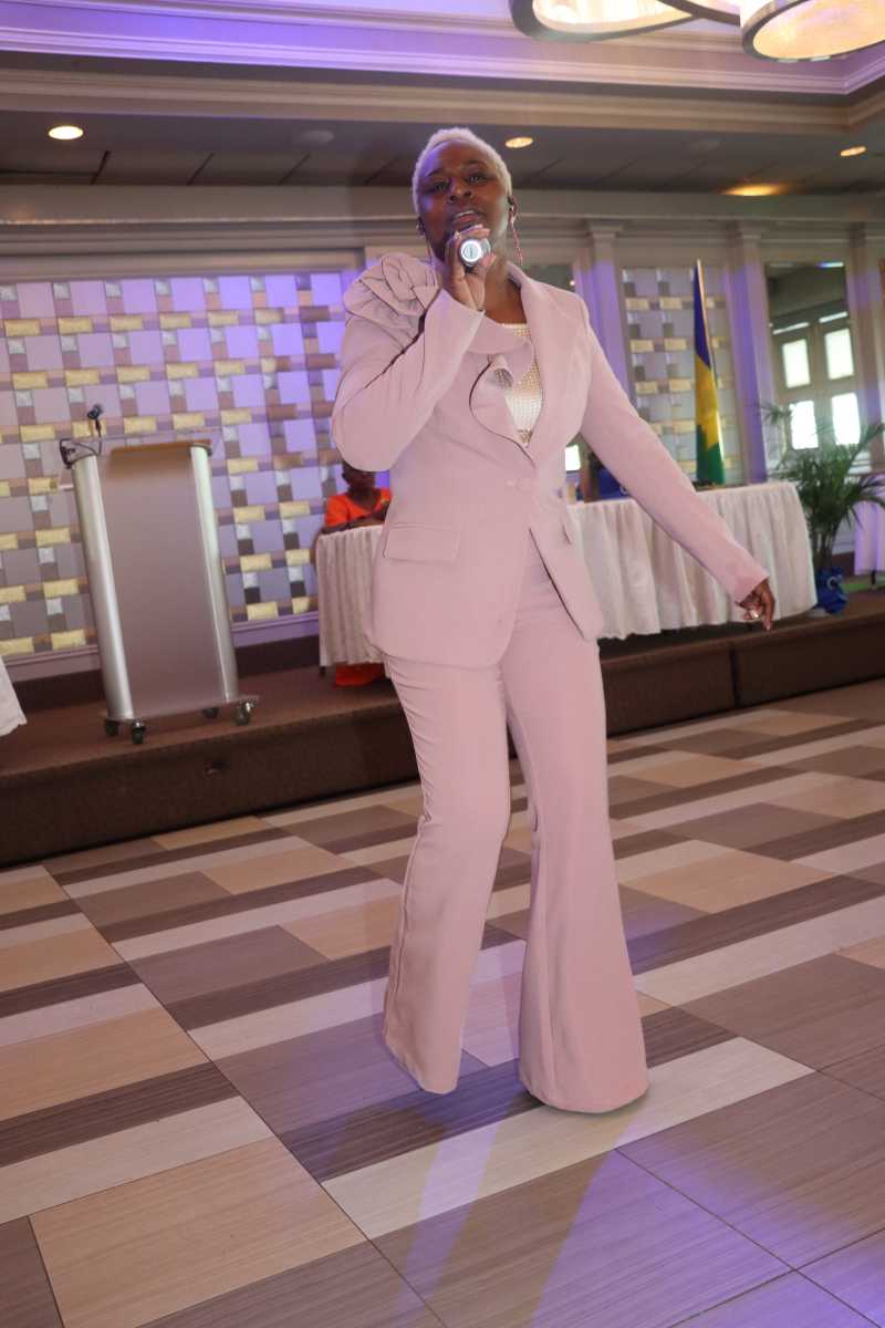 Abena Amory entertains patrons in October 2024 at the St. Vincent and the Grenadines' 45th Gala Independence Anniversary Luncheon at Russo's on the Bay in Howard Beach, Queens