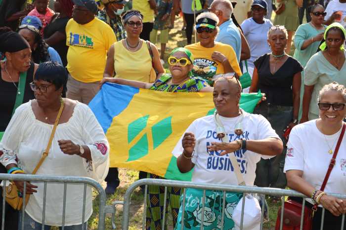 Displaying the Vincy Flag up-front at the Vincy Day Picnic on Aug. 19 at Heckscher State Park.