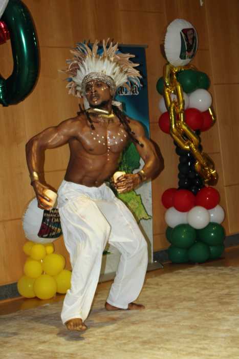 Artistic dancer Jermain Victor during an impassioned choreography - Life Beyond Light, at an Emancipation Observance hosted by the Guyana Consulate to New York, on July 31, in the Edison O. Jackson Auditorium, Medgar Evers College, Brooklyn.