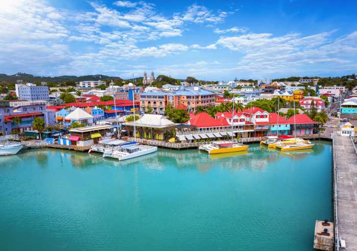 aerial image of antigua and barbuda in the caribbean