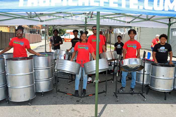 Tropicalfete Steel Orchestra beats out Caribbean rhythms.