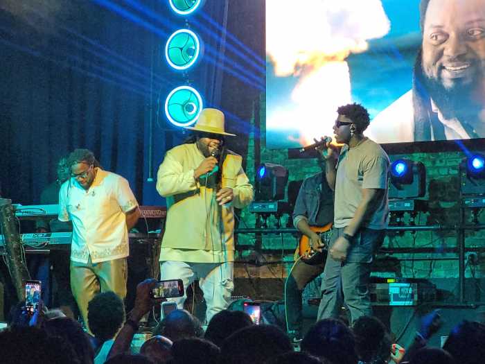 Gramps and sons Jemere (left) and Prier during a performance.