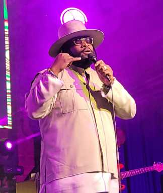 Gramps Morgan performing the hit single 'Down By The River' which brought a Morgan Heritage type of a vibe and energy to the stage at Crown Hill Theatre in Brooklyn.