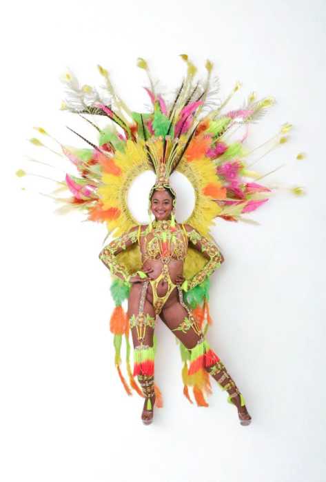 Nomads Carnival will depict "Indigenous" as seen in the headpiece with this costume as part of the mas band.