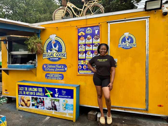Nicola Colley getting ready to serve up some authentic Jamaican dishes at the Reggae Goose.