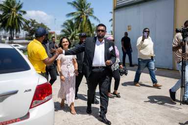 Guyana president and wife arrive to vote in elections