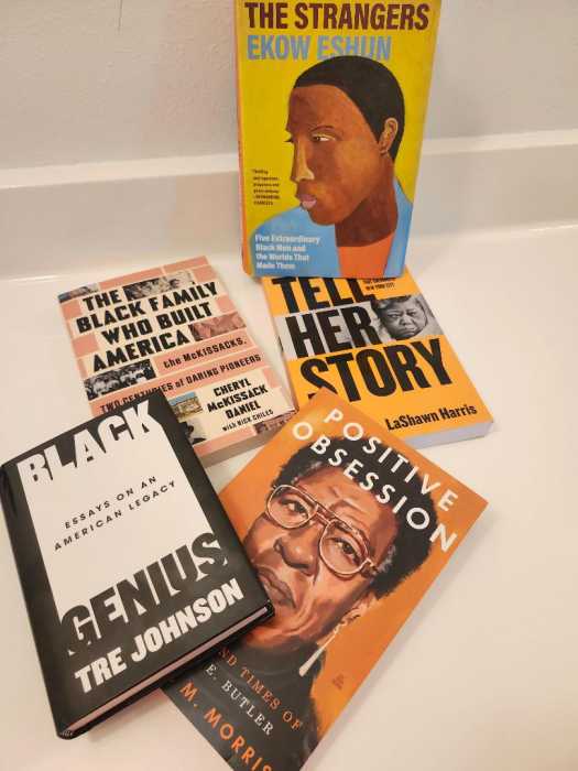 black history books on table