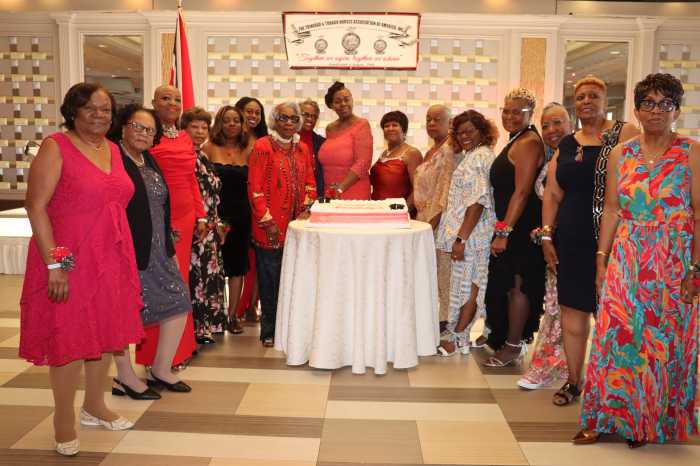 TTNAA nurses flank the anniversary cake.