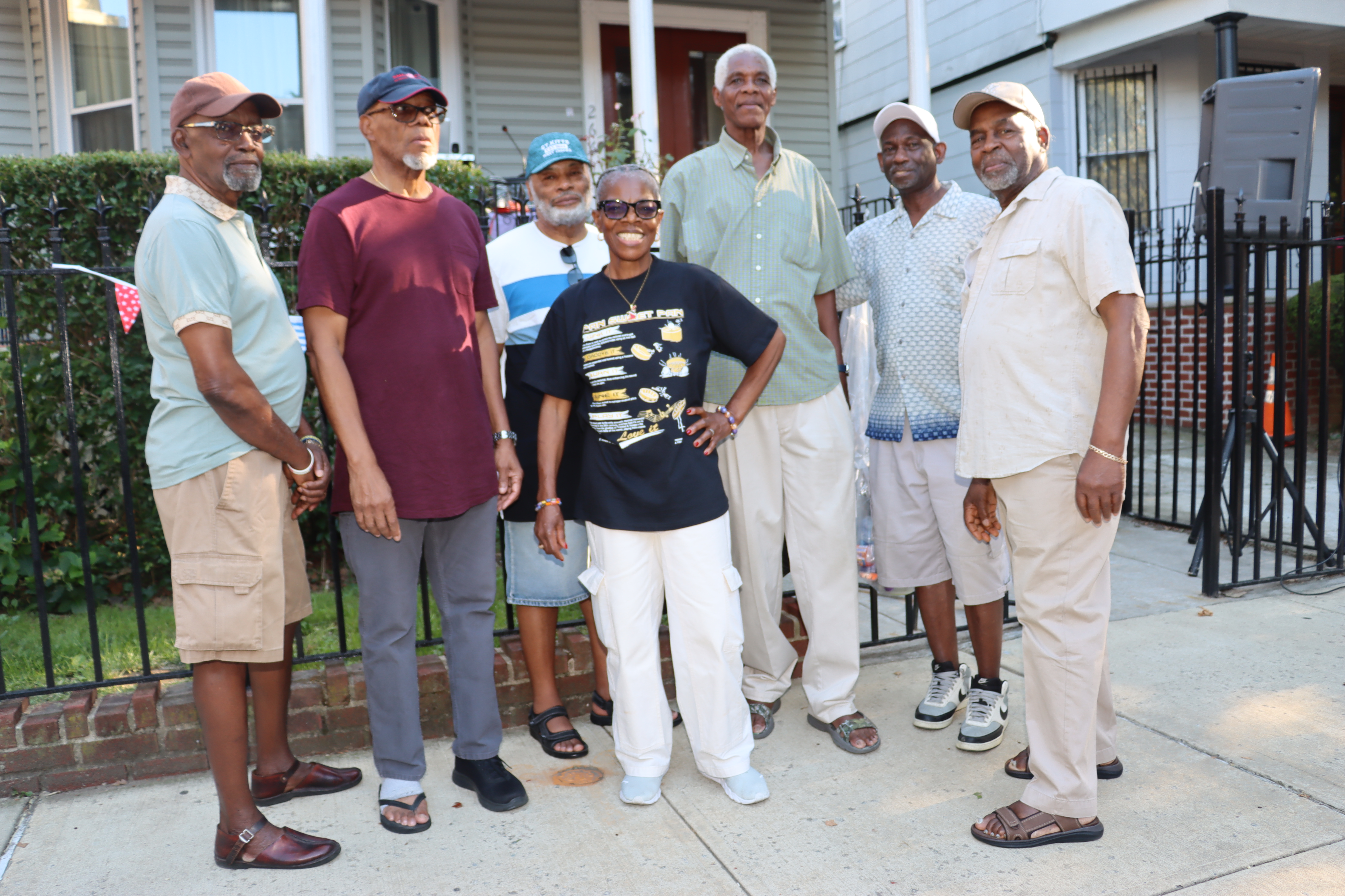 Marlene Ferguson, her husband Winston Ferguson, second from left, and some of the men at FSUMC
