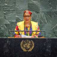 Dominica President Sylvanie Burton addresses the United Nations General Assembly.