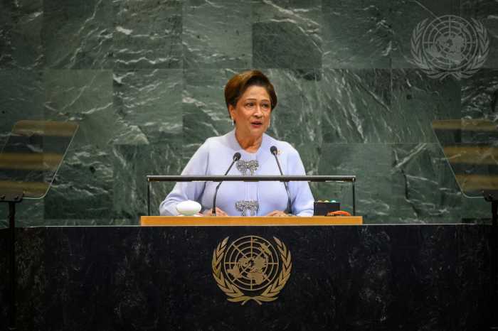 Kamla Persad-Bissessar, Prime Minister of the Republic of Trinidad and Tobago, addresses the general debate of the General Assembly's 80th session on Sept. 26, 2025.