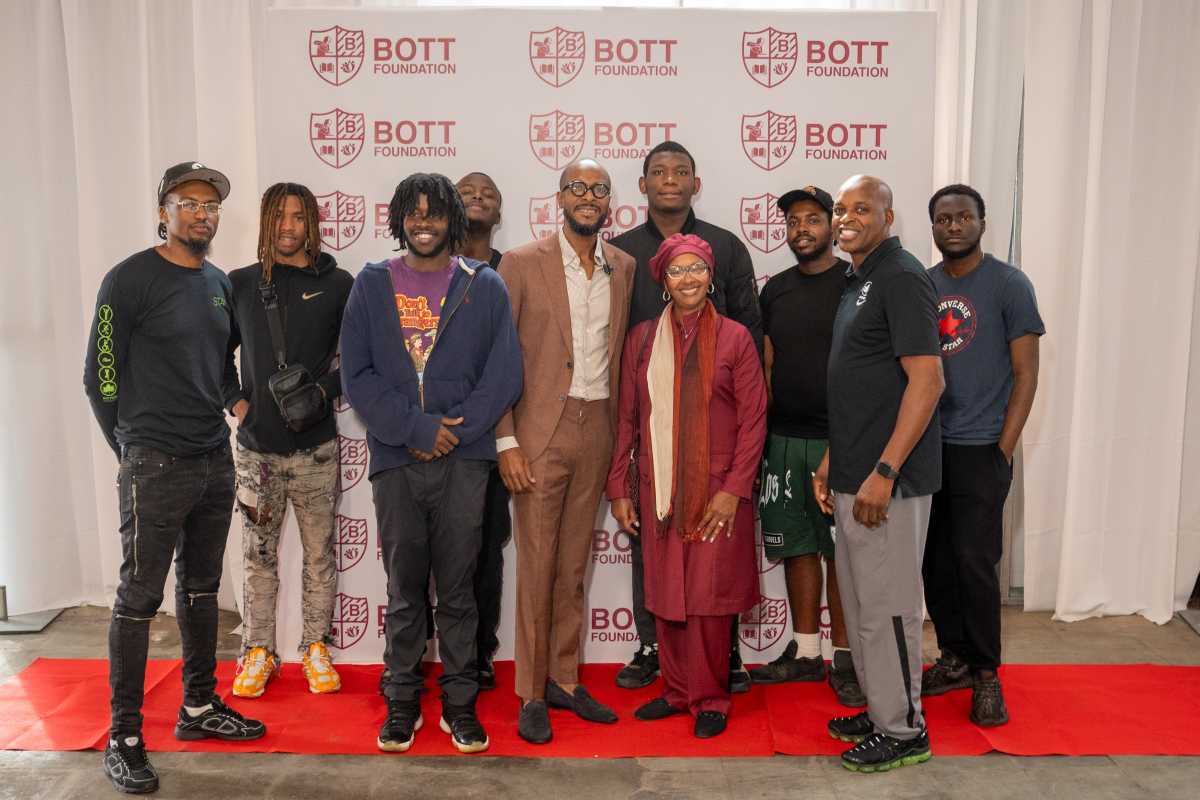 From left: Jennifer G. Bates, Leslie Lambert, Nakisha “Nikki” Evans and Adam Grossman Meagher gather at BOTT Foundation headquarters for the “Brooklyn Built” workforce development launch event.