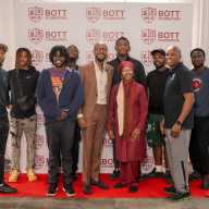From left: Jennifer G. Bates, Leslie Lambert, Nakisha “Nikki” Evans and Adam Grossman Meagher gather at BOTT Foundation headquarters for the “Brooklyn Built” workforce development launch event.