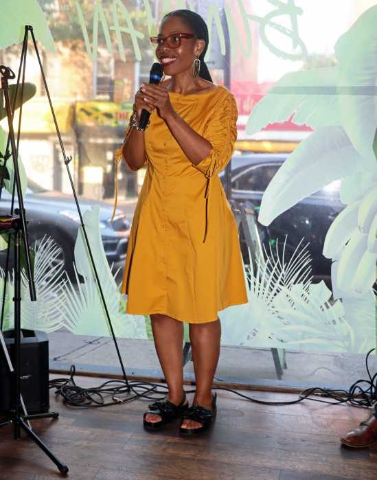 Council Member Rita Joseph also addresses the ceremony where BunNan restaurant owner received Dr. Luc El-Art Severe Small Business Recovery Grant.