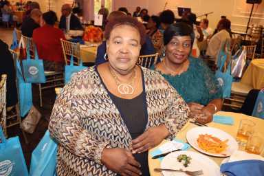 Dr. Dawn Marie Silvera, left, with friend, supporter and Jamaican compatriot Icilda Sibley at the Gala 28th Annual Vernese Weeks Scholarship Luncheon of the Bronx-Manhattan-Westchester (BMW) Chapter of the New York-based Caribbean-American Nurses Association (CANA) at Eastwood Manor in the Bronx.