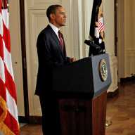 President Barack Obama after he announced live on television the death of Osama bin Laden, from the East Room of the White House in Washington May 1, 2011.