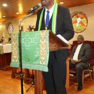 St. Vincent and the Grenadines Consul General to the US Rondy "Luta" McIntosh addresses Ecumenical Service of Thanksgiving in Brooklyn on Sunday, Oct. 19, commemorating St. Vincent and the Grenadines 46th Anniversary of Political Independence from Great Britain.