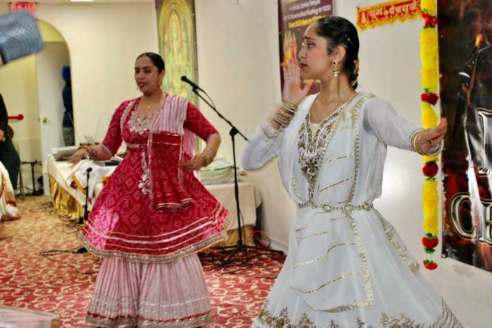 Sisters Esh and Disha Singh go through their paces in an Indian classical choreography at an Annual Diwali Celebration hosted by Queens Borough President Donovan Richards Jr. on Oct. 16, at the Hindu Temple on Kissena Blvd., Queens.