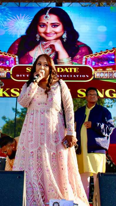 Guyanese-national Lakshmee Singh, organizer of the Divya Jyoti Association, addressed the large crowd at Smokey Park in Richmond Hill, Queens during a spectacular cultural presentation at the Annual Diwali celebration on Oct.18, 2025.