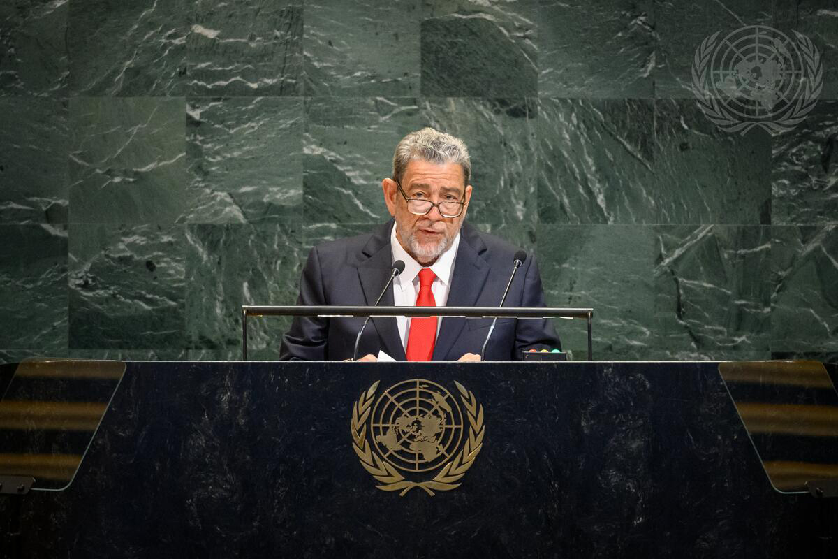 Ralph Gonsalves, Prime Minister and Minister for National Security, Legal Affairs and Information of Saint Vincent and the Grenadines, addresses the general debate of the General Assembly’s 80th session.