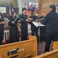 Jacqueline Hopkins conducts The Jacqueline Hopkins Choir during its world premiere at FSUMC.