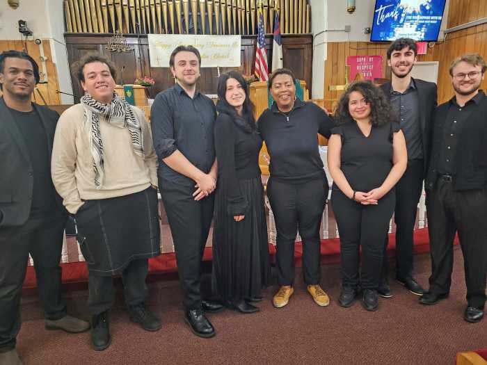 Members of The Jacqueline Hopkins Choir's world premiere at FSUMC.