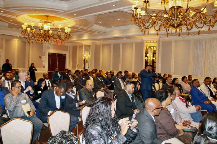 A section of the audience listened with rapt attention, at the Guyana Diaspora Forum Series: NY edition, held at the Vetro Restaurant in Howard Beach, on Nov. 14, 2025.